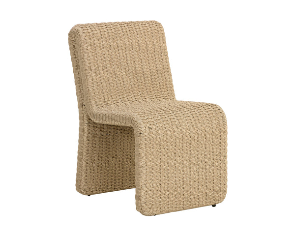 Sunpan Edessa Dining Chair - Modern Armless Design with Twisted Wicker and Aluminum Frame for Stylish Dining Natural
