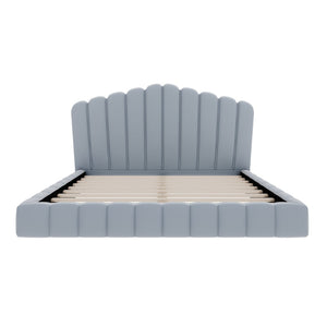 English Elm Velvet Queen Platform Bed Shell Headboard Quilted Frame Low Profile Bedroom BS701P360713C