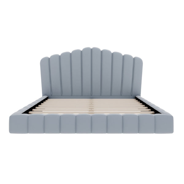 English Elm Velvet Queen Platform Bed Shell Headboard Quilted Frame Low Profile Bedroom BS701P360713C