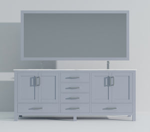 English Elm Dark Grey Double Bath Vanity Set With Carrara Marble Top, Chrome Faucet, And Elegant 34" Mirrors B2731S01063