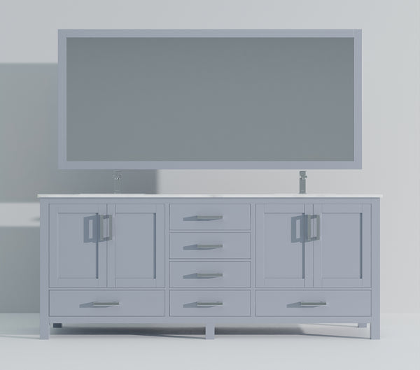 English Elm Dark Grey Double Bath Vanity Set With Carrara Marble Top, Chrome Faucet, And Elegant 34" Mirrors B2731S01063