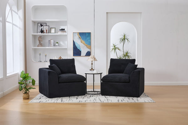 English Elm UNITED Cloud Couch Modular Sectional Sofa with Corduroy Cover, Ergonomic 2-Seater, No Assembly Needed Black W1568P371120