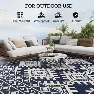 English Elm Outsunny Reversible Polypropylene Outdoor Rug Geometric Pattern Waterproof Patio Camping W2225P485554