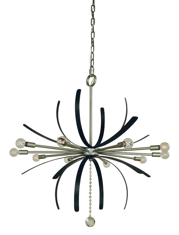 Framburg 10-light Victoria Chandelier In Satin Pewter & Matte Black Accents - Elegant Crystal Design Satin Pewter With Matte Black Metal 5432 Sp/Mblack