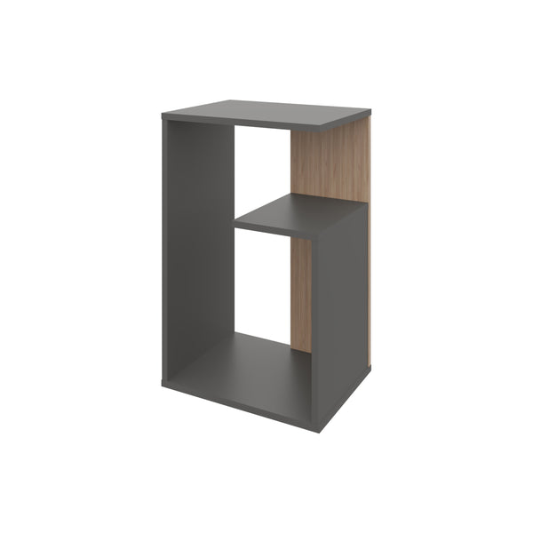 English Elm Fm Furniture Vega Melamine Side Table With Open Storage – Modern Matt Grey & Light Oak Design B128P293875