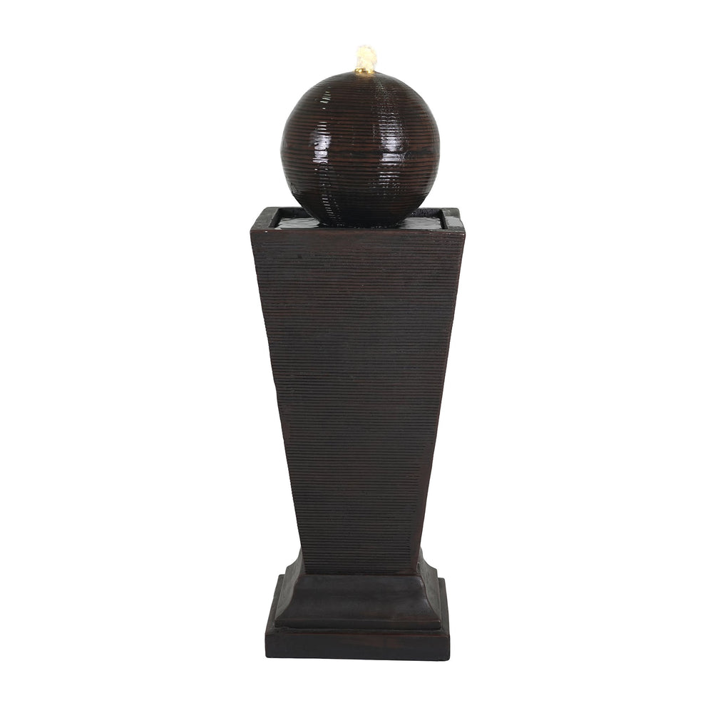 English Elm Christopher Knight Home® - 35.5"H Dark Brown Tall Column Fountain with LED Uplight, Concrete Retro Design, Weather-Resistant Serenity N765P324537G