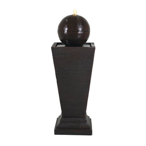 English Elm Christopher Knight Home® - 35.5"H Dark Brown Tall Column Fountain with LED Uplight, Concrete Retro Design, Weather-Resistant Serenity N765P324537G