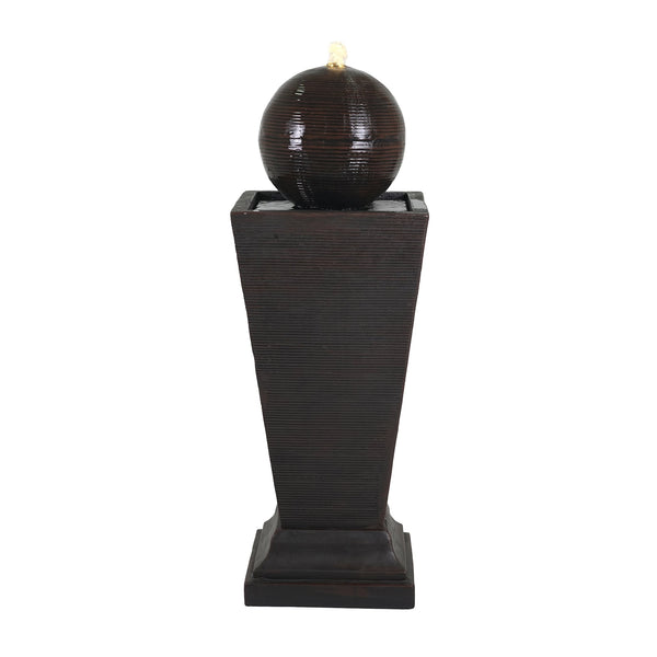 English Elm Christopher Knight Home® - 35.5"H Dark Brown Tall Column Fountain with LED Uplight, Concrete Retro Design, Weather-Resistant Serenity N765P324537G
