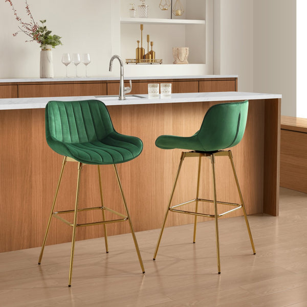 HomeRoots Gray Upholstered Faux Leather Arm Chair – Modern Swivel Dining Seating with Sturdy Wood Legs Green 543455