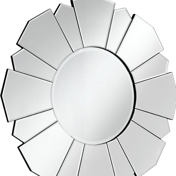HomeRoots 33" Clear Abstract Unframed Accent Mirror - Chic Flower Design, Frameless, Ready to Hang, Versatile Style 543504