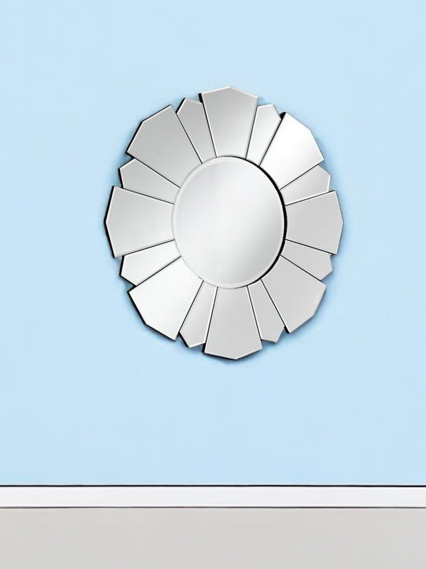 HomeRoots 33" Clear Abstract Unframed Accent Mirror - Chic Flower Design, Frameless, Ready to Hang, Versatile Style 543504