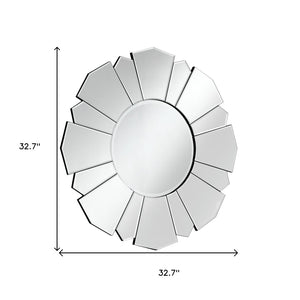 HomeRoots 33" Clear Abstract Unframed Accent Mirror - Chic Flower Design, Frameless, Ready to Hang, Versatile Style 543504