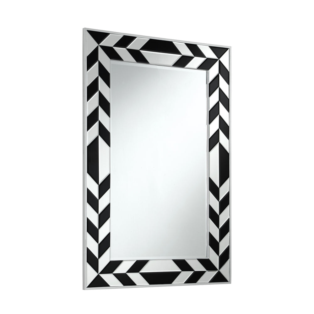 Homeroots 47" Silver And Black Mosaic Glass Framed Accent Mirror  Glass 543505