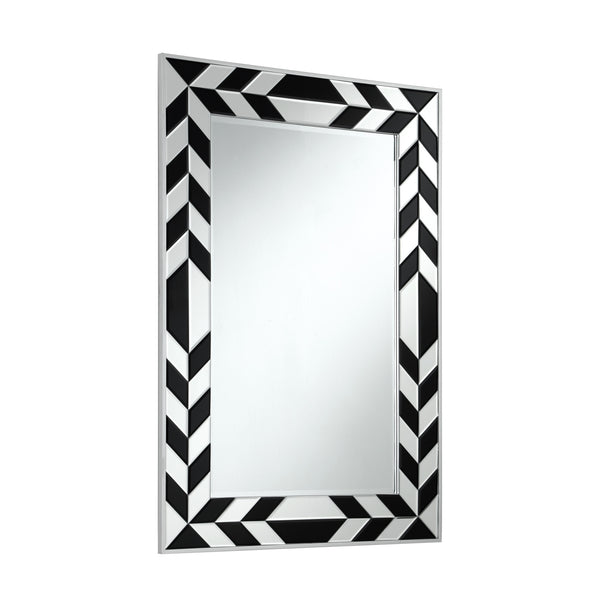 Homeroots 47" Silver And Black Mosaic Glass Framed Accent Mirror  Glass 543505