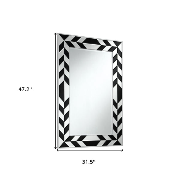 Homeroots 47" Silver And Black Mosaic Glass Framed Accent Mirror  Glass 543505