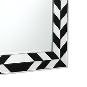 Homeroots 47" Silver And Black Mosaic Glass Framed Accent Mirror  Glass 543505