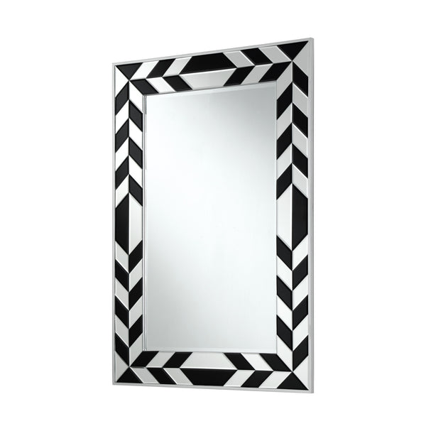 Homeroots 47" Silver And Black Mosaic Glass Framed Accent Mirror  Glass 543505