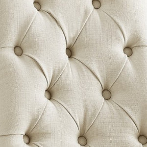 HomeRoots Set of Two Elegant Tufted Cream Linen Dining Chairs with Clear Legs for Modern Interiors 543513