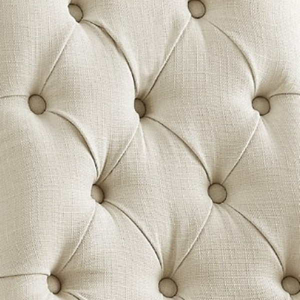 HomeRoots Set of Two Elegant Tufted Cream Linen Dining Chairs with Clear Legs for Modern Interiors 543513