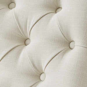 Homeroots Set Of Two Tufted Cream And Clear Upholstered Linen Dining Side Chairs  Wood 543513