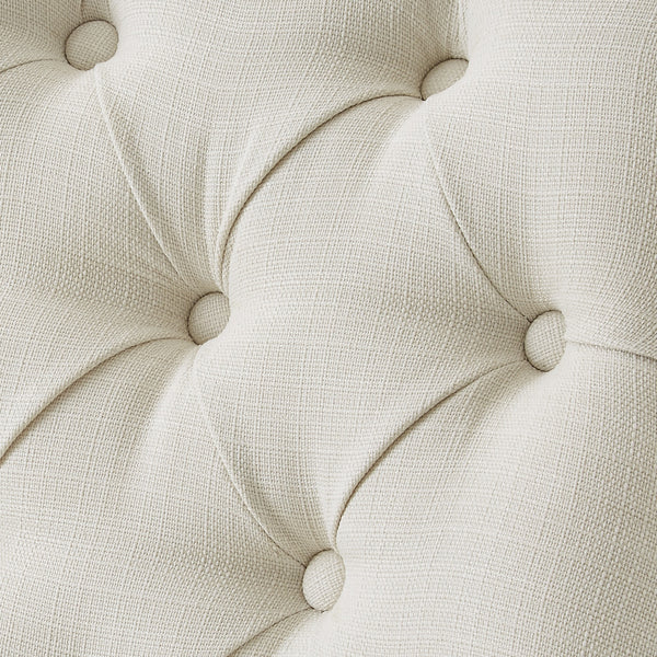 Homeroots Set Of Two Tufted Cream And Clear Upholstered Linen Dining Side Chairs  Wood 543513