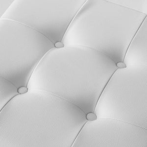 Homeroots Set Of Two Tufted White And Gold Upholstered Faux Leather Dining Arm Chairs  Metal 543516