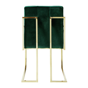 Homeroots Set Of Two Tufted Hunter Green And Gold Upholstered Velvet Dining Arm Chairs  Metal 543519