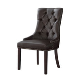 Homeroots Set Of Two Tufted Espresso Upholstered Faux Leather Dining Side Chairs  Wood 543522