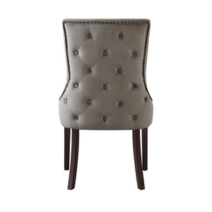 HomeRoots Set of Two Elegant Tufted Gray Velvet Dining Chairs with Espresso Legs – Stylish & Versatile Accent Seating 543527