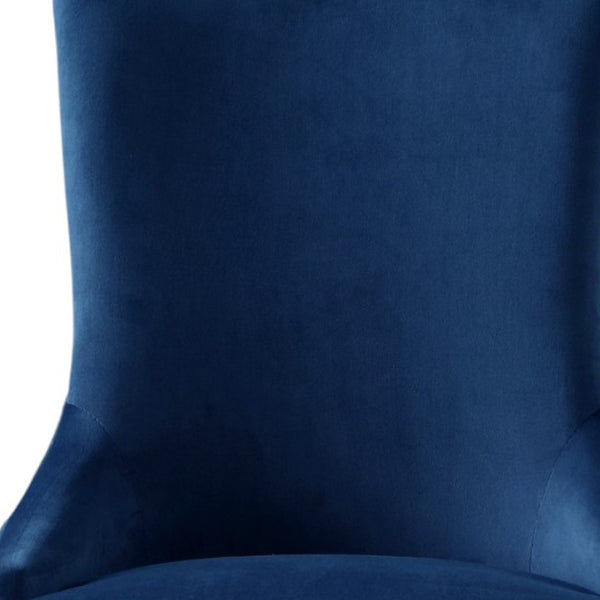 HomeRoots Set of Two Elegant Tufted Navy Blue Velvet Dining Chairs with Espresso Legs for Versatile Spaces 543528