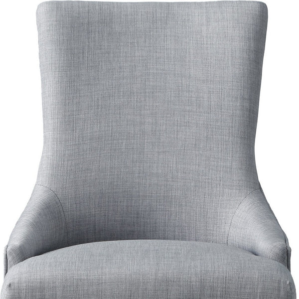 HomeRoots Set of Two Elegant Tufted Light Gray Upholstered Dining Chairs with Espresso Legs & Nailhead Trim 543530