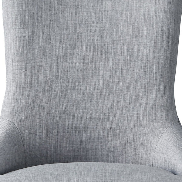 HomeRoots Set of Two Elegant Tufted Light Gray Upholstered Dining Chairs with Espresso Legs & Nailhead Trim 543530