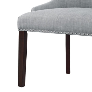 HomeRoots Set of Two Elegant Tufted Light Gray Upholstered Dining Chairs with Espresso Legs & Nailhead Trim 543530