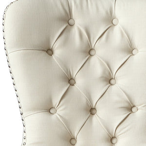 HomeRoots Set of Two Elegant Tufted Cream & Light Gray Linen Dining Chairs for Stylish Home Décor 543533