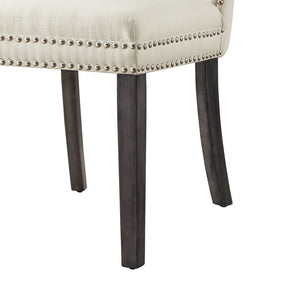 HomeRoots Set of Two Elegant Tufted Cream & Light Gray Linen Dining Chairs for Stylish Home Décor 543533