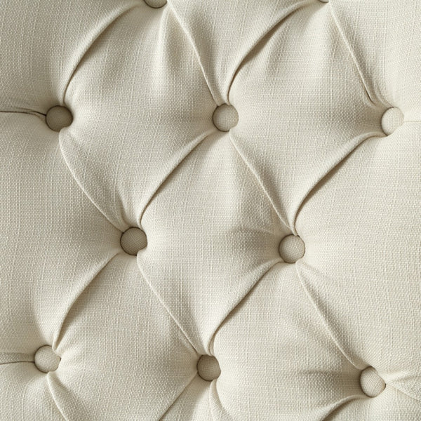 HomeRoots Set of Two Elegant Tufted Cream & Light Gray Linen Dining Chairs for Stylish Home Décor 543533