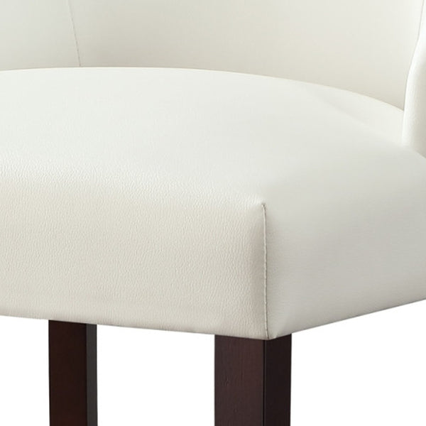 Homeroots Set Of Two Tufted White And Espresso Upholstered Faux Leather Dining Side Chairs  Wood 543536