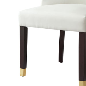 Homeroots Set Of Two Tufted White And Espresso Upholstered Faux Leather Dining Side Chairs  Wood 543536