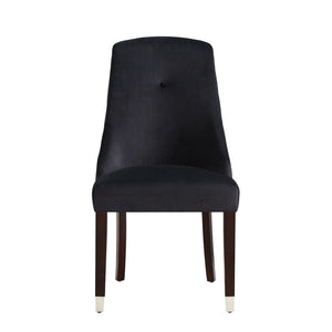 HomeRoots Set of Two Elegant Tufted Velvet Dining Side Chairs with Espresso Legs - Perfect for Any Space! 543537