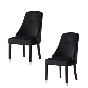 HomeRoots Set of Two Elegant Tufted Velvet Dining Side Chairs with Espresso Legs - Perfect for Any Space! 543537