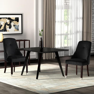 HomeRoots Set of Two Elegant Tufted Velvet Dining Side Chairs with Espresso Legs - Perfect for Any Space! 543537
