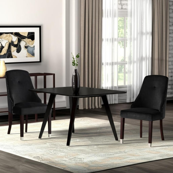 HomeRoots Set of Two Elegant Tufted Velvet Dining Side Chairs with Espresso Legs - Perfect for Any Space! 543537
