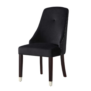 HomeRoots Set of Two Elegant Tufted Velvet Dining Side Chairs with Espresso Legs - Perfect for Any Space! 543537