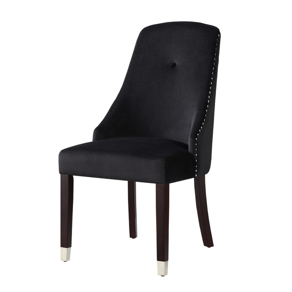 HomeRoots Set of Two Elegant Tufted Velvet Dining Side Chairs with Espresso Legs - Perfect for Any Space! 543537