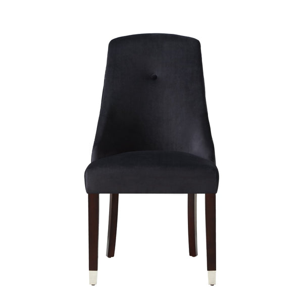 HomeRoots Set of Two Elegant Tufted Velvet Dining Side Chairs with Espresso Legs - Perfect for Any Space! 543537