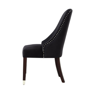 HomeRoots Set of Two Elegant Tufted Velvet Dining Side Chairs with Espresso Legs - Perfect for Any Space! 543537
