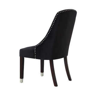 HomeRoots Set of Two Elegant Tufted Velvet Dining Side Chairs with Espresso Legs - Perfect for Any Space! 543537