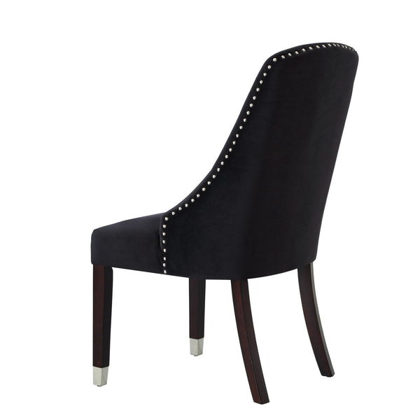 HomeRoots Set of Two Elegant Tufted Velvet Dining Side Chairs with Espresso Legs - Perfect for Any Space! 543537