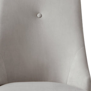 Homeroots Set Of Two Tufted Light Gray And Espresso Upholstered Velvet Dining Side Chairs  Wood 543538