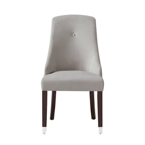 Homeroots Set Of Two Tufted Light Gray And Espresso Upholstered Velvet Dining Side Chairs  Wood 543538
